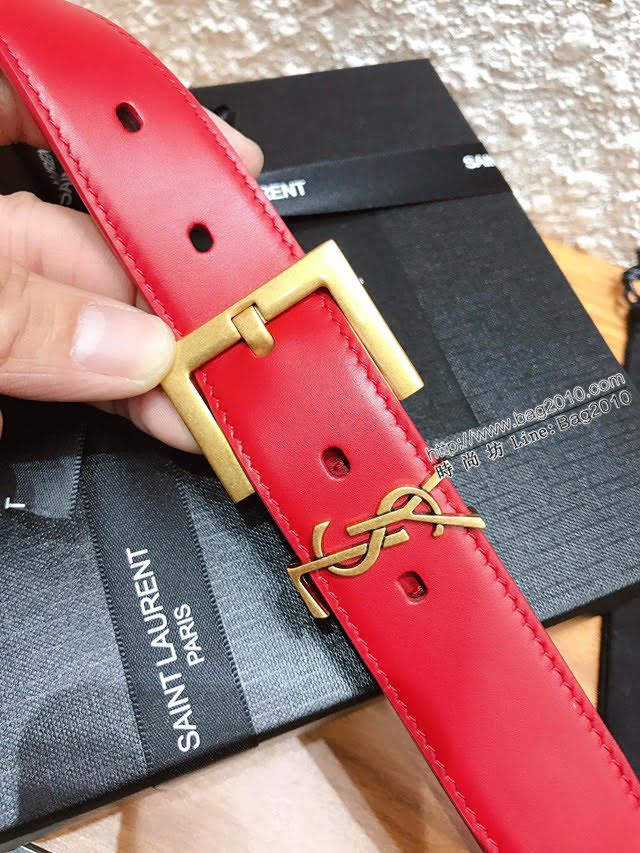 Saint Laurent女士皮帶 聖羅蘭2020新款YSL古金原版開模金扣腰帶  jjp1247
